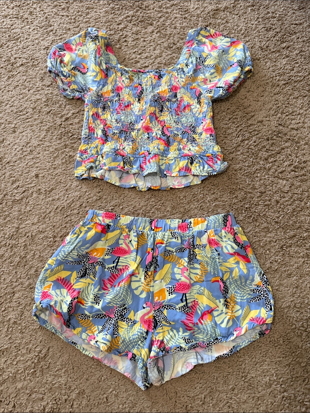 Vince Camuto Blue Tropical Print Two-Piece Set